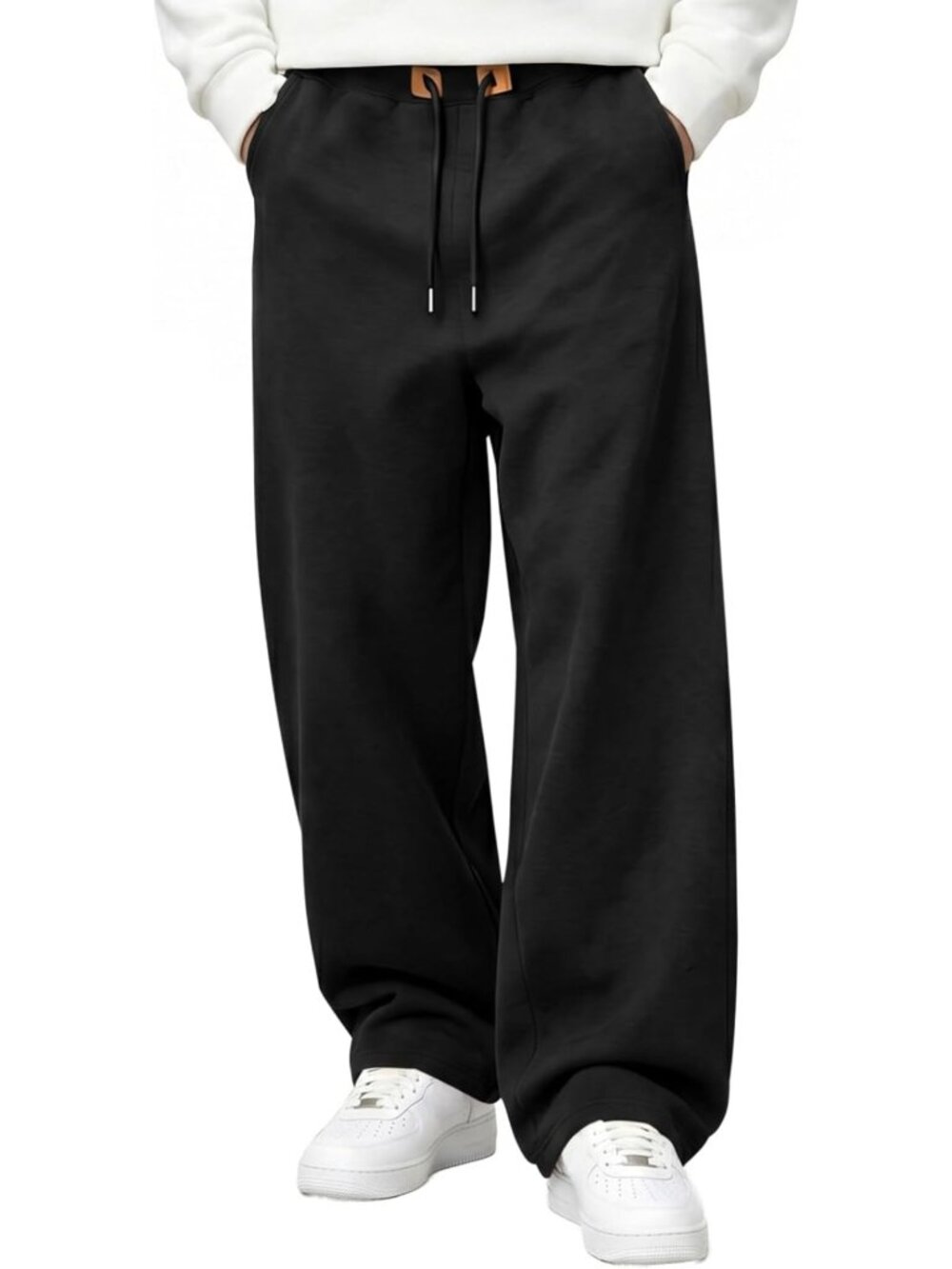 Cozy Men's Baggy Fleece Sweatpants with Zipper Pockets | Wide Leg Comfort Pants